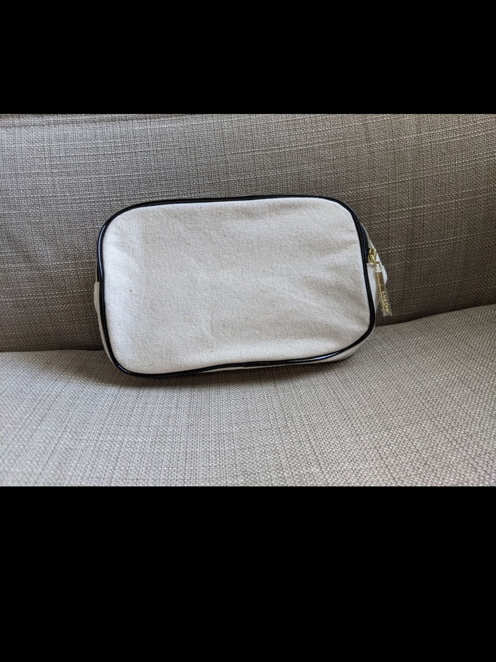 Lancome Cream Canvas Cosmetic Bag with Pink Scooter Print - Picture 3 of 5